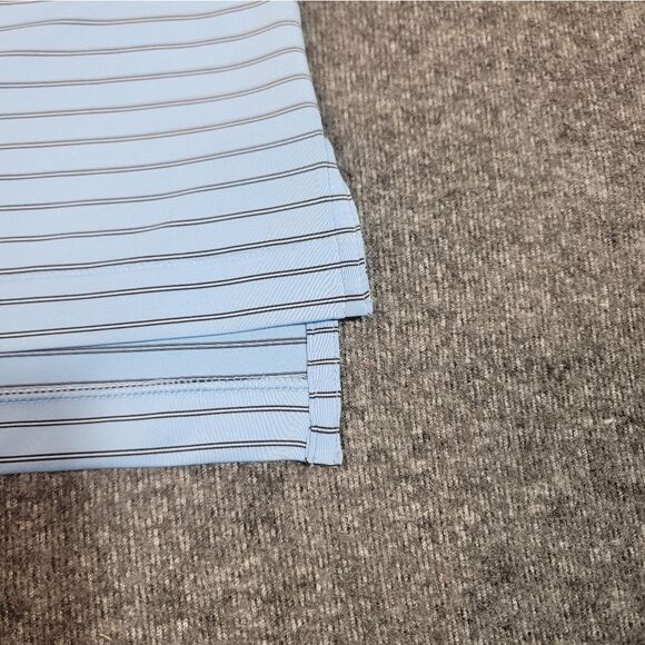 Peter Millar Summer Comfort Mens Size L Golf Polo Shirt Blue Black Striped - Picture 6 of 11